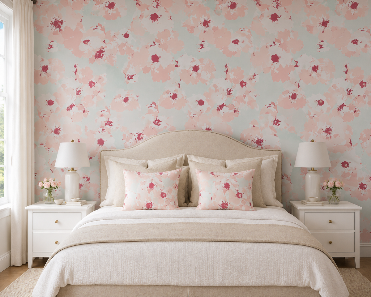 Cascading Roses Floral Wallpaper – Pink