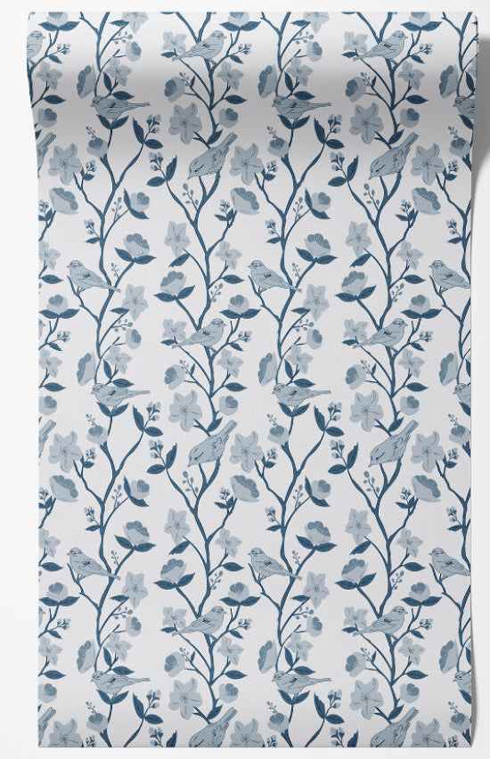 Peach Blossoms Trailing Floral Wallpaper