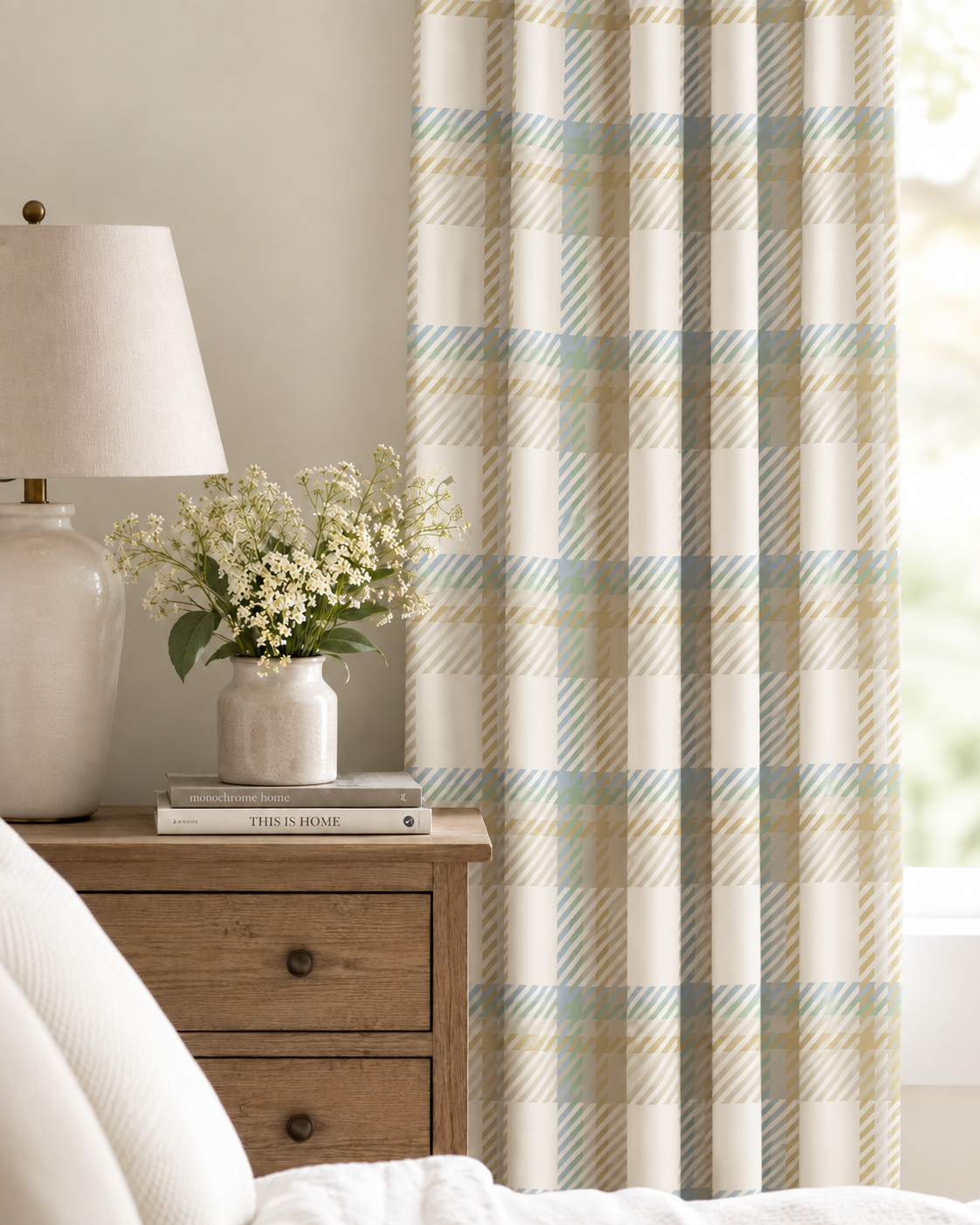 Textured Plaid - light blue, gentle green, warm flax and ivory
