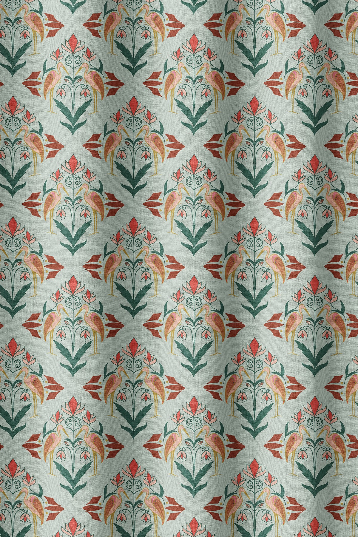 Heron Art Deco Pink and Green