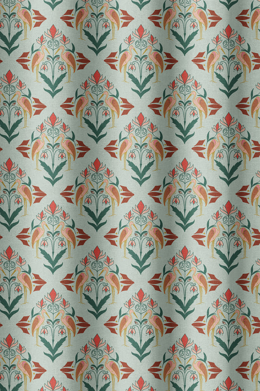 Heron Art Deco Pink and Green