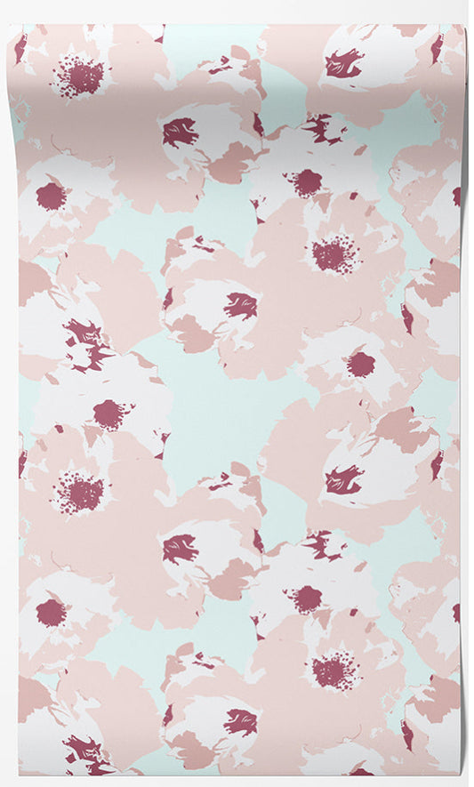 Cascading Roses Floral Wallpaper – Pink